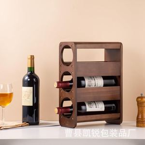 Estante de Madera para Vino, Exhibidor de Escritorio para 3 Botellas, Almacenamiento Multifuncional para Sala de Estar - Product Image 1