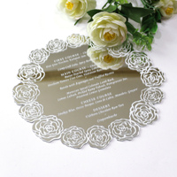 Invitaciones de Boda de Lujo con Espejo Plateado y Flores, Tarjetas de Menú de Acrílico con Espejo e Impresión Personalizada