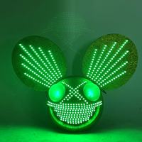 Casque LED Lumineux Tête de Souris, Style Deadmau5, Masque de Rat à Matrice de Points pour DJ, Idéal pour Boîte de Nuit, Festival de Musique, Fête