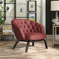 Fauteuil de salon moderne en cuir marron chaise Chesterfield de salon durable pour les loisirs