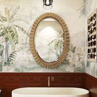 Miroir de salle de bain vintage anti-buée de style français, miroir intelligent LED en bois en forme d'alien, garantie 3 ans, pour lavabo mural
