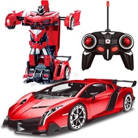 Voiture télécommandée robot transformable AMENON avec contrôle par application, lumières LED, 2,4 GHz, échelle 1:18, rechargeable, rotation à 360°, cadeau d'anniversaire