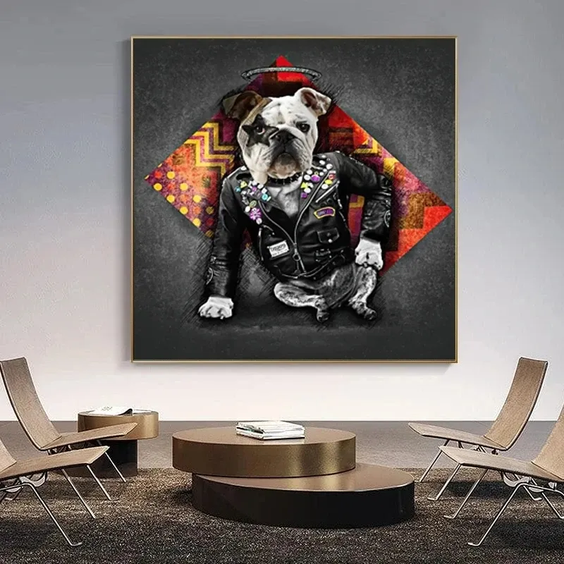 Mooie Dieren Kunst Pug Hond Franse Bulldog Canvas Schilderij Muurkunst Poster Prints Huis Cuadros Decor Muurfoto 'S Voor Woonkamer