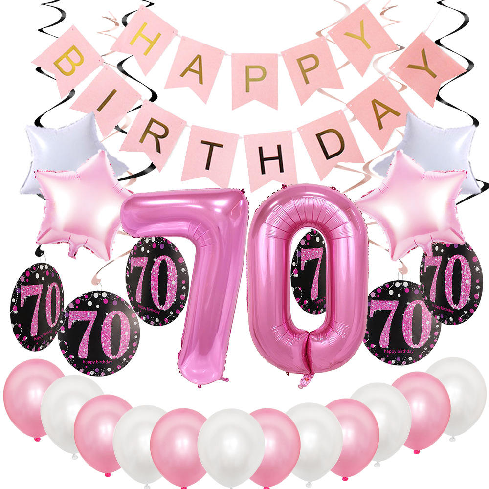 Set Decorazioni Compleanno Oro E Nero 55 Pezzi - Con Palloncini, Striscione E Tende | Per Feste Eleganti