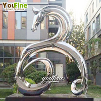 Sculpture de dragon en acier inoxydable poli à vendre