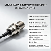 Interrupteur de proximité inductif NPN NO en métal IP54 LJ12A3-4-Z/BX, DC6-36V, distance de détection 4mm, 200mA, filetage M12