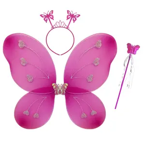 Butterfly Wings For Kids Three-Piece Headband Fairy Wand Head Buckle Durable Lovely Butterfly Wings S009