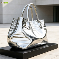 Escultura de Bolso 3D en Acero Inoxidable, Estatua de Bolso de Arte Moderno para Centro Comercial o Plaza