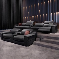 Fauteuil électrique moderne pour la maison ou l'hôtel, canapé de cinéma en cuir rouge vin réglable et luxueux pour home cinéma, fabriqué en bois