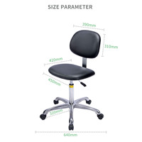 Chaise de travail ergonomique P09 en cuir PU antistatique avec roulettes pivotantes pour laboratoire scientifique, salle blanche, école, hôpital et atelier