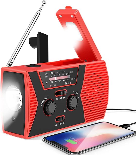 Hand Crank Solar Battery Operated Wind up Radio Flashlight NOAA AM FM Portable Emergency Weather Radio