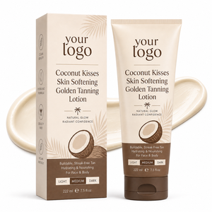 Lotion bronzante dorée hydratante pour peaux sèches, à l'extrait de lait de coco et de vanille, effet soleil bronzé, OEM ODM, faible MOQ, production en gros - Product Image 1