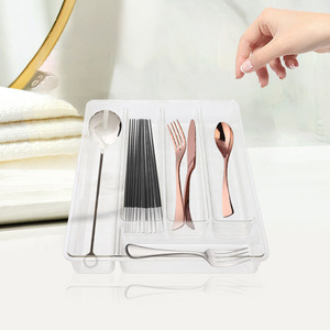 Transparent <b>Storage</b> <b>Box</b> Rectangular Space Saving <b>Drawer</b> Organizer For Kitchen Cutlery Chopsticks Knives Forks - Product Image 2
