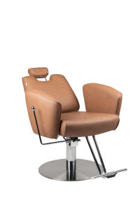 Sillón de Barbería Contemporáneo de Cuero Sintético, Altura Ajustable, Bomba Hidráulica, Base Redonda, Muebles de Salón - Product Image 4