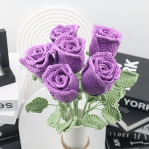 Ramo de Rosas Decorativas de Tallo Largo para Regalo al por Mayor 2026, Ramo de Tulipanes Tejidos, Kit de Ganchillo Hecho a Mano, Larga Duración, Desechable - Product Image 3