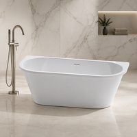 Baignoire autoportante en acrylique blanc conforme à la norme CE pour installation intérieure dans les appartements, les hôtels, les villas