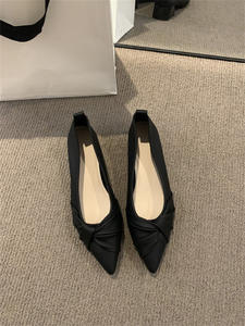 Women's pointed-toe <b>flats</b> versatile low-cut chunky heel shoes new spring/<b>summer</b> 2025 style - Product Image 3