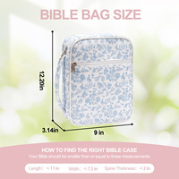 Grande housse de protection pour Bible en coton pour femmes, multi-usages et portable, avec motif floral, poche zippée et poignée, utilisable toute l'année