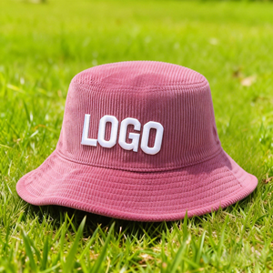 3D Embroidery Logo Fisherman Solid Breathable Unisex Winter <b>Hat</b> Ourdoot <b>Flat</b> Top Wide Brim Green Corduroy Satin Lined Bucket <b>Hat</b> - Product Image 1