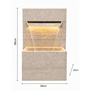 Moderne Solarbetriebene LED-Wasserfallbrunnen aus Kunstharz, Rechteckig, Bepflanzbar, für Garten und Landschaftsdekoration - Product Image 4