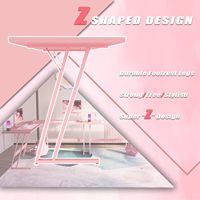 Bureau de jeu en forme de L rose, bureau d'ordinateur d'angle avec grand support pour moniteur, pour le bureau à domicile, les études, l'écriture, poste de travail