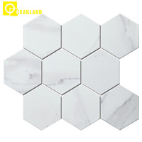 Pas cher usine maison mur sol classe haute qualité blanc géométrie céramique hexagone mosaïque carrelage