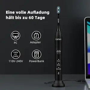 Lachen Electric Toothbrush 3 Modes Electric Sonic Toothbrush With Travel Case 4 Brush Heads IPX7 Waterproof Toothbrush Black