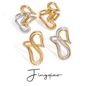 Yueli Fashion <b>Ring</b> Geometric Design Gold Silver Unisex Jewelry Gift - Product Image 1