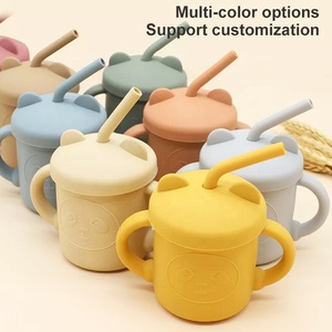 Gobelet d'apprentissage pour bébé en silicone de qualité alimentaire avec couvercle et paille, sans BPA, base antidérapante pour enfants - Product Image 6