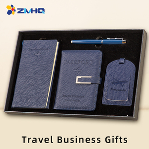 Conjunto de regalo de negocios de piel sintética personalizado al por mayor, porta pasaporte, cuaderno de viaje, etiqueta de maleta con bolígrafo para viajeros - Product Image 2