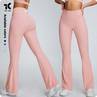Celana Yoga Wanita High Waist Flare, Peramping Perut, Bernapas, Cepat Kering, Bahan Nylon Spandex, Kasual, Outdoor, Lari, Fitness