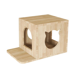 Casa para Gatos de Madera de Pino para Montar en la Pared, Estilo Nórdico, con Poste Rascador Integrado, Bonita y que Ahorra Espacio - Product Image 5