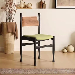 Casual Backrest Chair French-style Light Luxury Retro <b>Dining</b> Chair Vintage Solid Wood <b>Armchair</b> for Living Room Home Use - Product Image 1