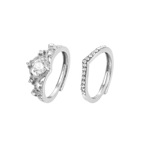 Set di Anelli da Sposa Principessa 2026 di Tendenza, Stile Coppia, Regalo alla Moda, Anello Regolabile, <span class=keywords><strong>Gioielli</strong></span> di Tendenza, Regalo per Ragazze e Donne - Product Image 1