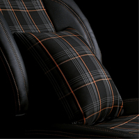 Coussin de siège de voiture en cuir PVC avec VW MK7 GTD GTE GTI Orange Tartan Fabric Full Set Auto Customized Item Style