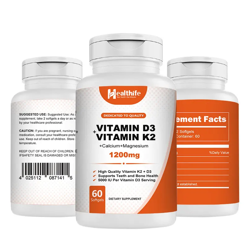 Oem Complex Calcium Magnesium Vitamine D3 Vitamine K2 Softgel Capsules