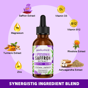 Compléments de Safran Liposomal Extrait de Safran Gouttes Liquides L-Théanine <span class=keywords><strong>Camomille</strong></span> Vitamine C B6 B12 & D3 Immunité Énergie Sommeil - Product Image 2