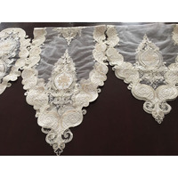 Chemin de table brodé en organza de polyester satiné doré brillant pour mariage de Noël, lot de 16
