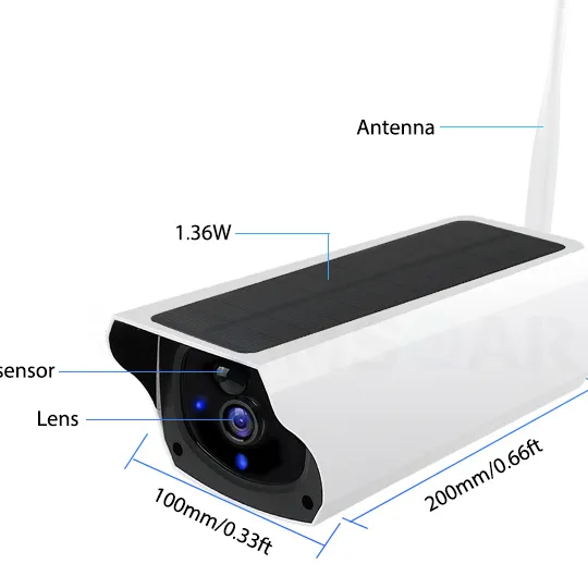 WiFiビデオ監視カメラソーラーパネルバッテリー充電1080Pワイヤレスセキュリティカメラ屋外モーションアラームホームCCTV IPカム