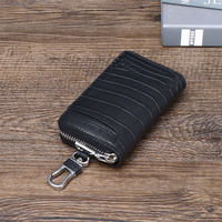Peau de vache Crocodile en cuir véritable porte-clés universel fermeture éclair Mini clé de voiture portefeuille mode impression accessoire pour hommes et femmes