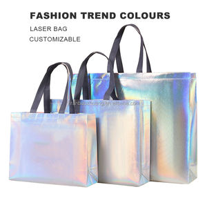 Bolsas no tejidas con láser rojo de lujo, <span class=keywords><strong>bolsa</strong></span> de compras de promoción laminada reutilizable con logotipo - Product Image 3