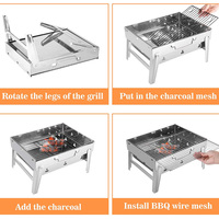 Barbecue au charbon de bois pliable commercial en fonte, moderne et portable, avec chariot pour usage extérieur