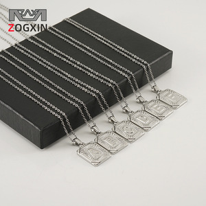 Zogxin Stainless Steel Square Letter Pendant Necklace 26 English Alphabet Clavicle Chain For Men Titanium Steel Fashion Jewelry - Product Image 1