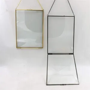 家居装饰矩形玻璃相框透明金属简约仿古复古24 * 24厘米DIY珠宝展示