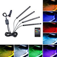 Bande d'éclairage d'ambiance de voiture App ou télécommande RVB Lumières d'ambiance de voiture Led sans fil Musique Bande lumineuse intérieure de voiture