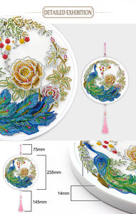 Peacock design round glass frame hanging Diamond Painting nappe ciondolo <span class=keywords><strong>trapani</strong></span> parziali pittura mosaico punto croce kit regalo - Product Image 2
