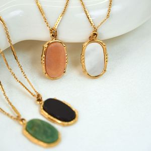 Ожерелье-чокер из натурального зеленого нефрита с позолотой 14 карат и подвеской из нержавеющей стали для женщин, из заграничного склада - Product Image 1