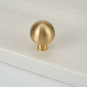 Brass Ball Cabinet <b>Knob</b> Round Minimalist Drawer Handle Durable <b>Copper</b> Plated 6655-25 Small 6655-28 Large - Product Image 1