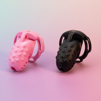 Verbesserter 6-Ring 4-Ring Bump-Extrusion Pinker Keuschheitskäfig mit Schloss für Männer – Ideal für Anfänger