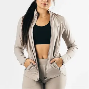 Womens Lightweight Full Zip Up Running Track Jacket Workout Slim Fit Yoga Sports Athletic Sportswear